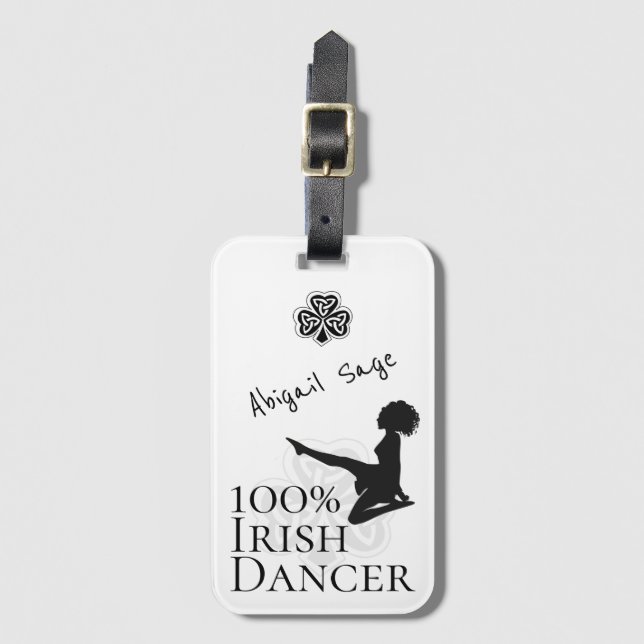 Personalized 100% Irish Dancer Soft Shoe Dance Luggage Tag (Front Vertical)