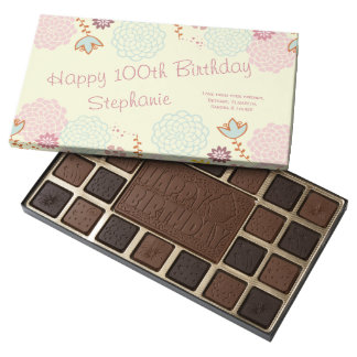 Personalized 100th Birthday Fancy Modern Floral Assorted Chocolates