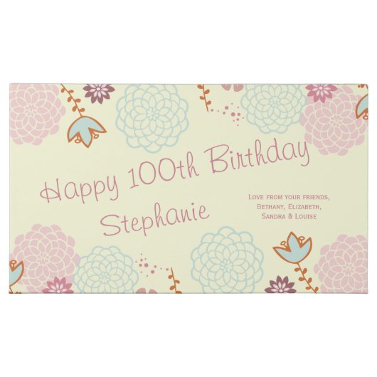 Personalized 100th Birthday Fancy Modern Floral Assorted Chocolates (Front)