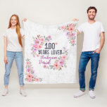 Personalized 100th Birthday Gifts For Women, 100  Fleece Blanket<br><div class="desc">Personalized 100th Birthday Gifts For Women,  100 Years Loved Blanket Custom Name,  100th Birthday Blanket,  Birthday Gifts For Great Grandma Grandma Mom Wife Friend</div>