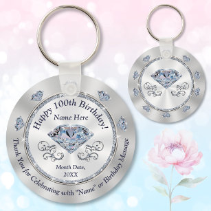 Personalized, 100th Birthday Party Favors Keychain