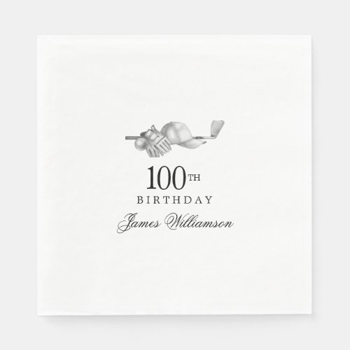 Personalized 100th Birthday Party Golf Theme Napkins