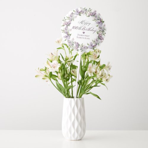 Personalized 100th Birthday Purple Lilac Flower Balloon