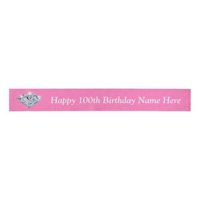 Personalized 100th Birthday Ribbon ANY COLOR, TEXT (Front)