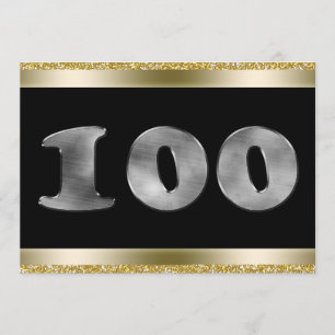 Personalized 100th Birthday Silver Number 100 Invitation