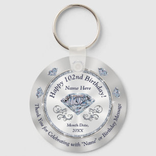 Personalized 102nd Birthday Favors for Her,  Keychain