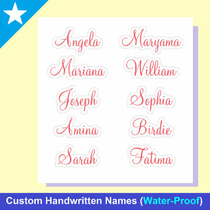 Personalized 10 First Names Calligraphy Stickers