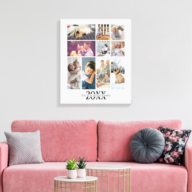 Personalized 10 Photo and Text Family Collage Canvas Print (Insitu(LivingRoom))