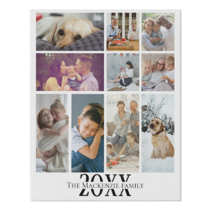 Personalized 10 Photo and Text Family Collage Faux Canvas Print