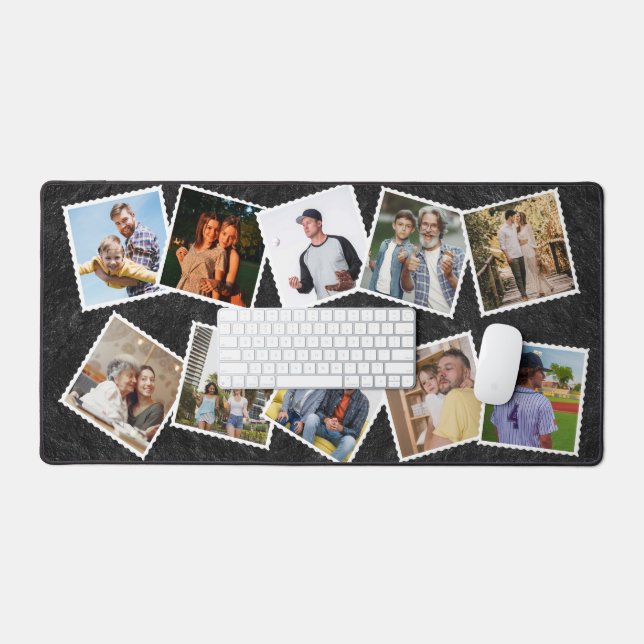 Personalized 10 Photo Collage family & Custom text Desk Mat (Keyboard & Mouse)