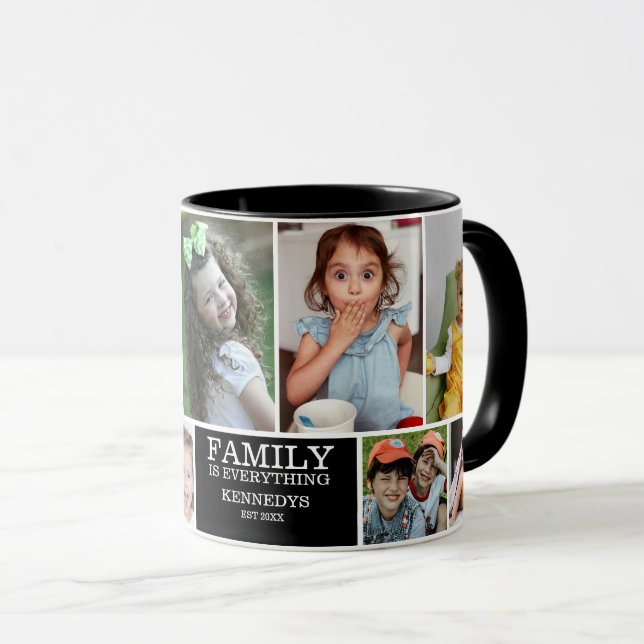 Personalized 10 Photo Collage Family Quote Name Mug (Front Right)
