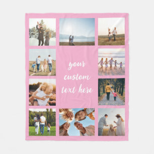 Personalized 10 Photo Collage Fleece Blanket