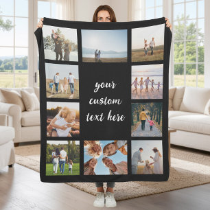 Personalized 10 Photo Collage Fleece Blanket