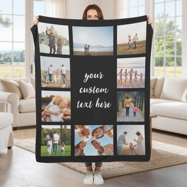 Personalized 10 Photo Collage Fleece Blanket (Creator Uploaded)