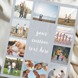 Personalized 10 Photo Collage Fleece Blanket