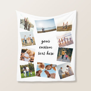 Personalized 10 Photo Collage Fleece Blanket