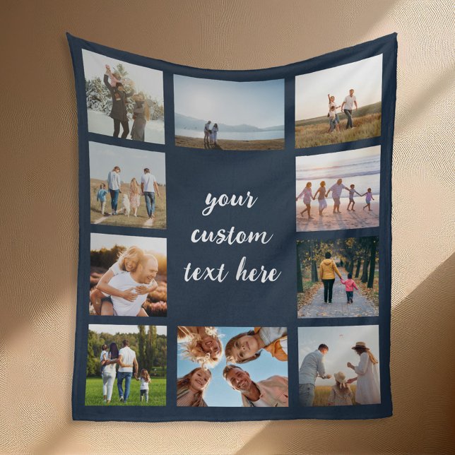 Personalized 10 Photo Collage Fleece Blanket (Creator Uploaded)