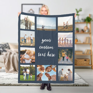 Personalized 10 Photo Collage Fleece Blanket