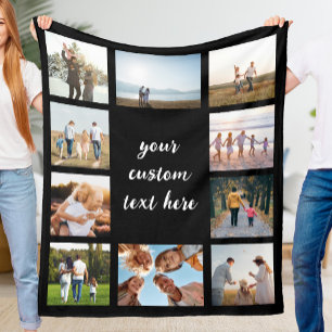 Personalized 10 Photo Collage Fleece Blanket