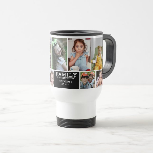 Personalized 10 Photo Collage Name Family Quote  Travel Mug (Front Right)