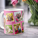 Personalized 10 Photo Collage Pink Coffee Mug<br><div class="desc">Personalized Photo Mug with your name and 10 of your favorite photos. The photo template is set up to create the photo collage with your pictures in a mix of square / instagram and portrait format. You can also add your name, which is printed on both sides in neat script...</div>