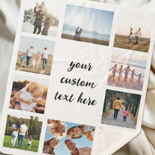 Personalized 10 Photo Collage Sherpa Blanket