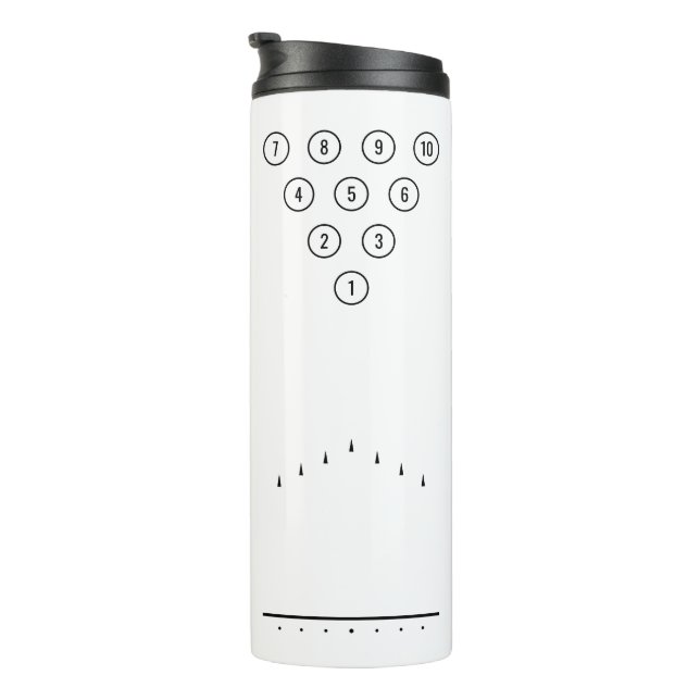 Personalized 10-Pin Bowling Lane Pins Arrows Dots Thermal Tumbler (Rotated Right)