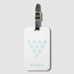 Personalized 10-Pin Bowling Pins Sports White/Teal Luggage Tag