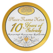 Personalized 10 Years of Sobriety Anniversary Plat Plate (Front)