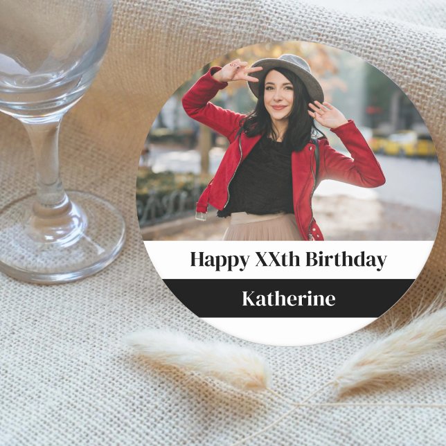 Personalized 10th 20th 30th 40th 50th 60 Birthday Round Paper Coaster (Creator Uploaded)