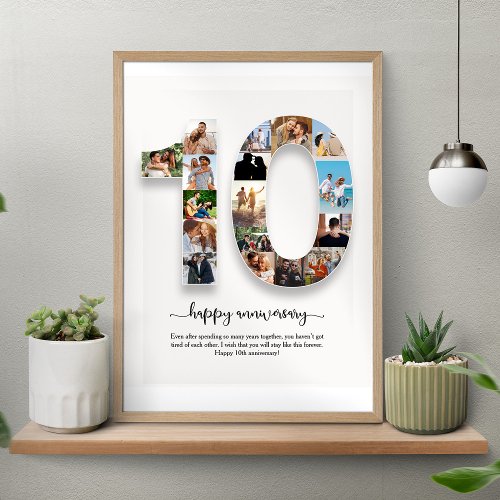 Personalized 10th Anniversary Photo Collage  Poster