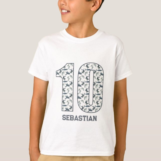 Personalized 10th Birthday Shark Shirt  (Front)