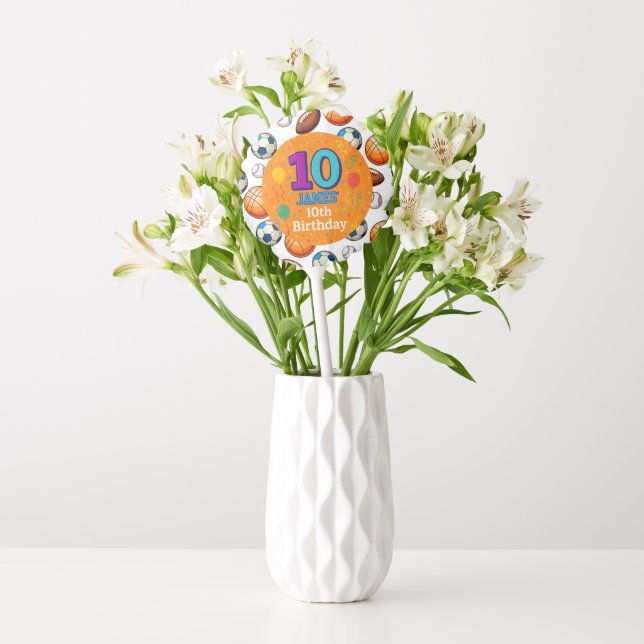 Personalized 10th Birthday Sports  Balloon (Vase)