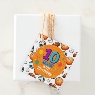 Personalized 10th Birthday Sports Favor Tags