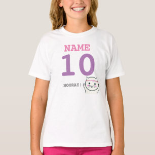 Personalized 10th birthday white cat T-Shirt