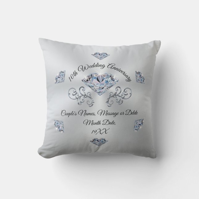 Personalized 10th Wedding Anniversary Gifts Throw Pillow (Front)