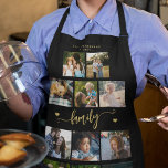 Personalized 11 family photo collage black gold apron<br><div class="desc">Elegant modern gold black family apron with handwritten calligraphy script, custom multi photo collage, and your text. Please note that the background color is changeable. You can replace the black with any other color after selecting CUSTOMIZE option. Can be a thoughtful gift for your family members on an anniversary, parent's...</div>