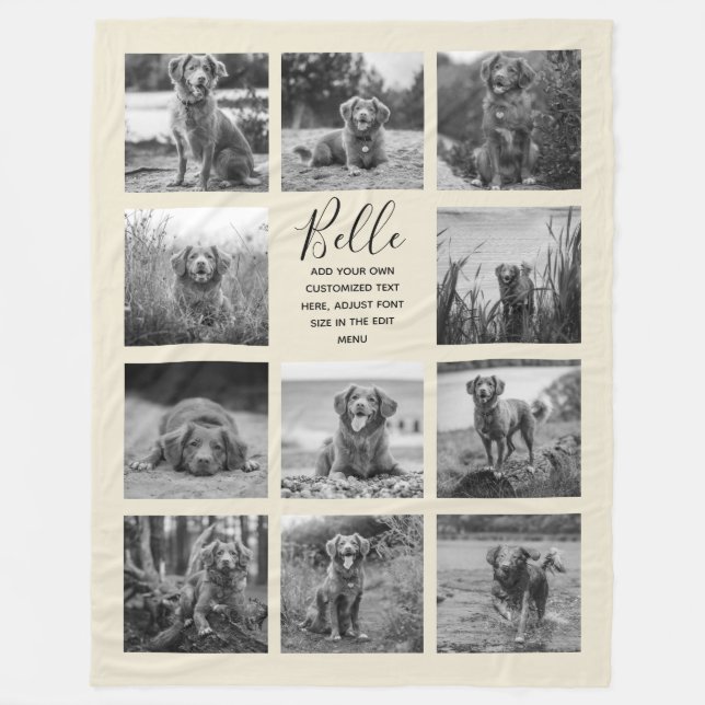 Personalized 11 Photo Collage Antique White Fleece Blanket (Front)