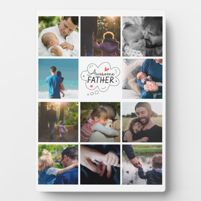 Personalized 11 Photo collage Best Dad ever gift  Plaque (Front)