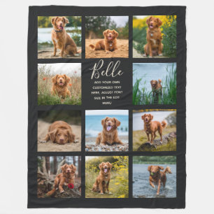 Personalized 11 Photo Collage Black Fleece Blanket