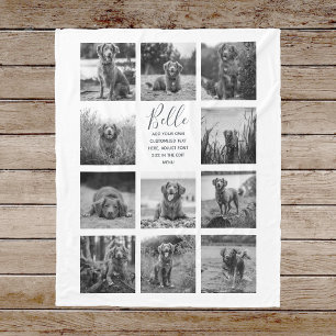 Personalized 11 Photo Collage Black Fleece Blanket