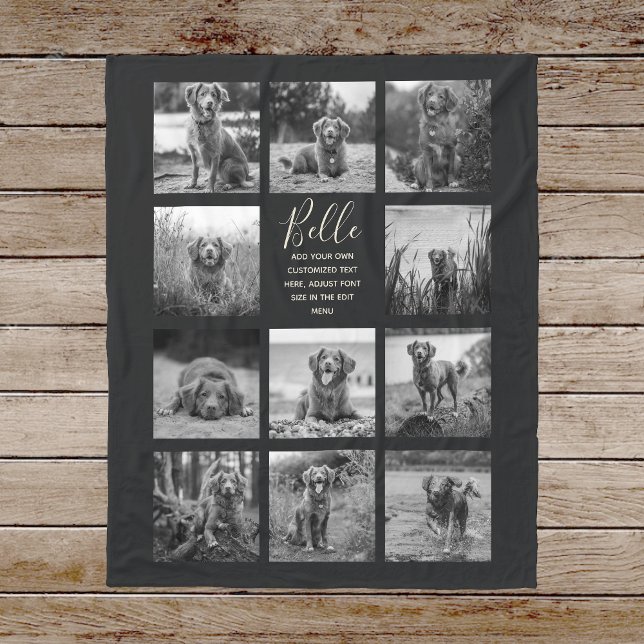 Personalized 11 Photo Collage Black Fleece Blanket (Creator Uploaded)