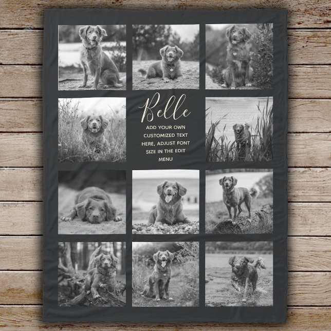 Personalized 11 Photo Collage Black Fleece Blanket (Creator Uploaded)
