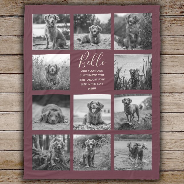 Personalized 11 Photo Collage Burgundy Fleece Blanket (Creator Uploaded)