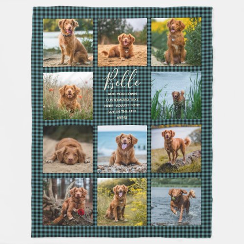 Personalized 11 Photo Collage Check Pattern Fleece