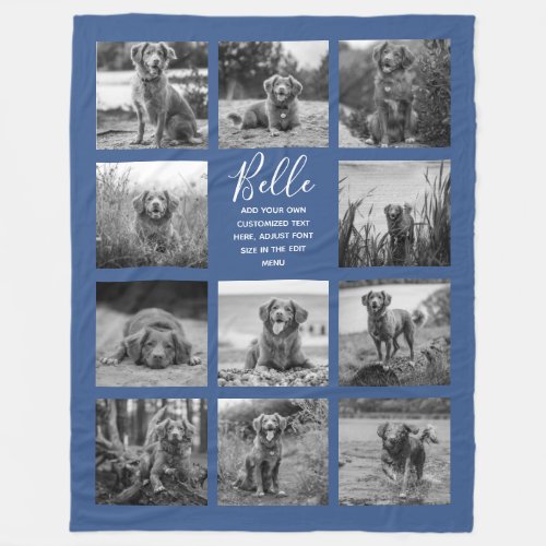 Personalized 11 Photo Collage Classic Blue Fleece Blanket