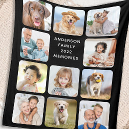 Personalized 11 Photo Collage Create Your Own  Fleece Blanket