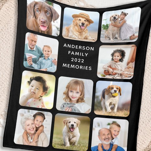 Personalized 11 Photo Collage Create Your Own  Fleece Blanket