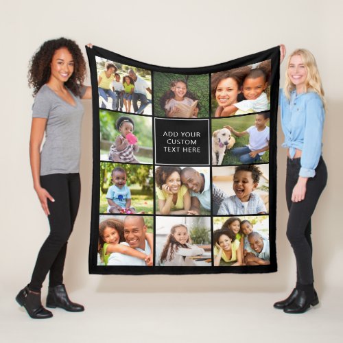 Personalized 11 Photo Collage Custom Color Fleece Blanket