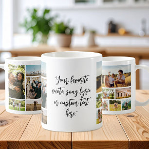 Personalized 11 Photo Collage Custom Quote Coffee Mug